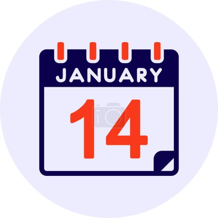 Illustration for 14 January Vector Icon Design - Royalty Free Image