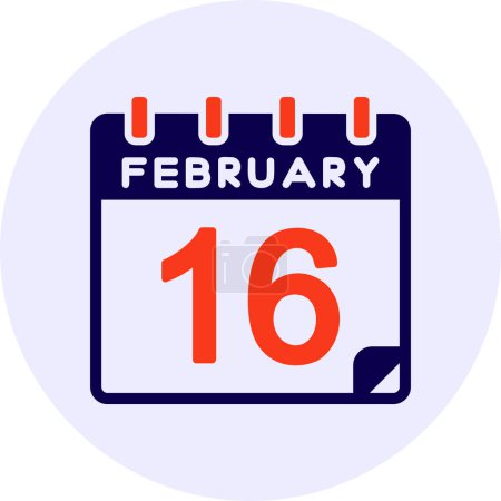 Illustration for 16 February Vector Icon Design - Royalty Free Image