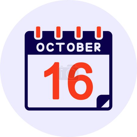 Téléchargez les illustrations : 16 octobre Conception d'icône vectorielle - en licence libre de droit