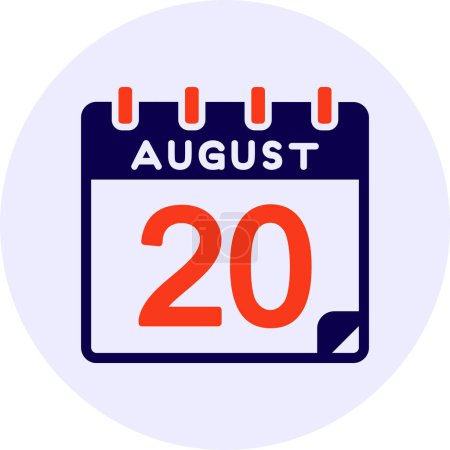 Illustration for 20 August Vector Icon Design - Royalty Free Image