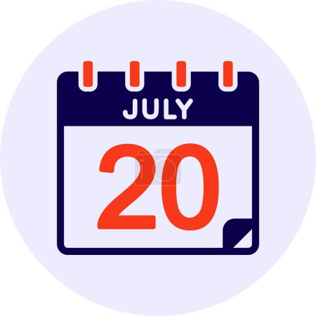 Illustration for 20 July Vector Icon Design - Royalty Free Image