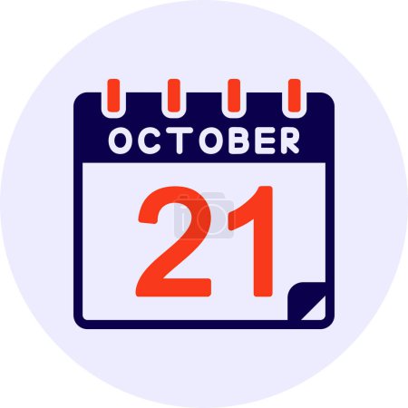 Illustration for 21 October Vector Icon Design - Royalty Free Image