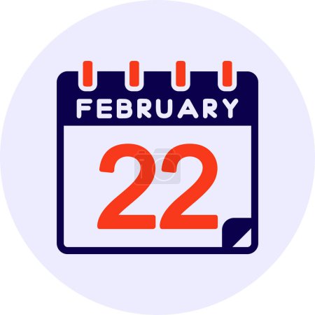 Illustration for 22 February Vector Icon Design - Royalty Free Image