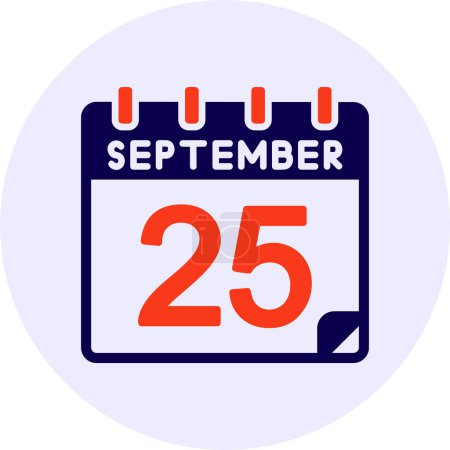 Illustration for 25 September Vector Icon Design - Royalty Free Image