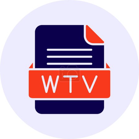 Téléchargez les illustrations : Format de fichier WTV Icône plate - en licence libre de droit