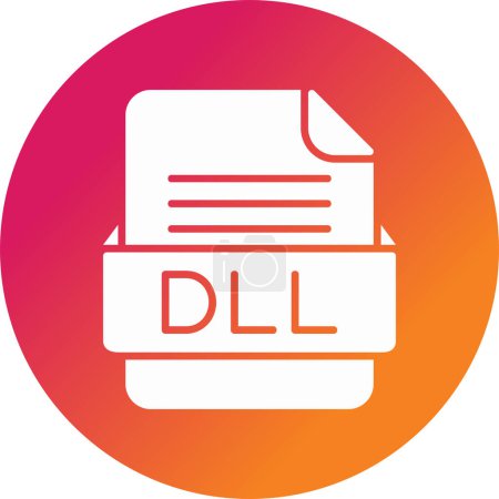 Téléchargez les illustrations : Illustration vectorielle du format de fichier DLL icon - en licence libre de droit