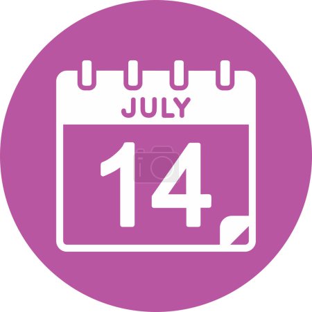 Illustration for Calendar with the date of July 14 - Royalty Free Image