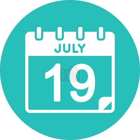 Ilustración de 19 de julio fecha en un solo día calendario - Imagen libre de derechos