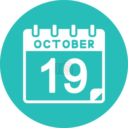 Illustration for 19 October calendar icon design, vector illustration - Royalty Free Image