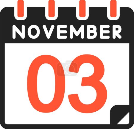 Illustration for 3 November icon, simple illustration design - Royalty Free Image