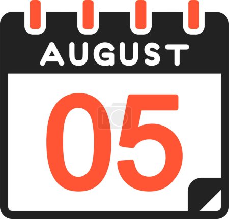 Ilustración de 5 icono del calendario de agosto, ilustración vectorial - Imagen libre de derechos