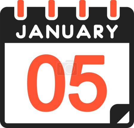 Illustration for 5 January calendar icon, vector illustration - Royalty Free Image