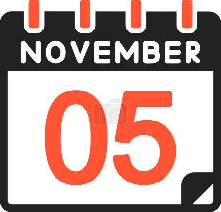 Téléchargez les illustrations : 5 Novembre icône du calendrier, illustration vectorielle - en licence libre de droit