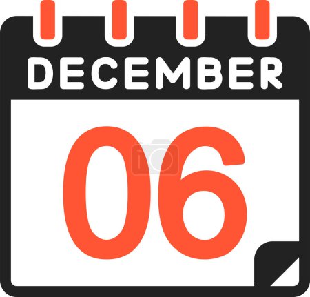 Illustration for 6 December calendar icon, vector illustration - Royalty Free Image