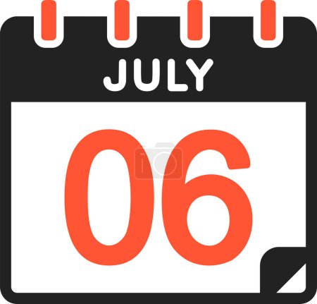 Illustration for 6 July calendar icon, vector illustration - Royalty Free Image