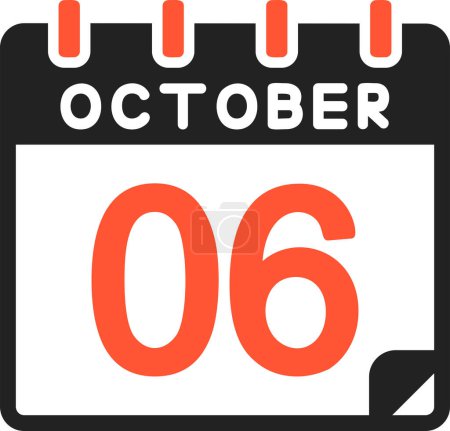 Ilustración de 6 icono del calendario de octubre, ilustración vectorial - Imagen libre de derechos