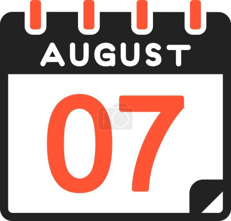 Illustration for 7 August calendar icon, vector illustration - Royalty Free Image
