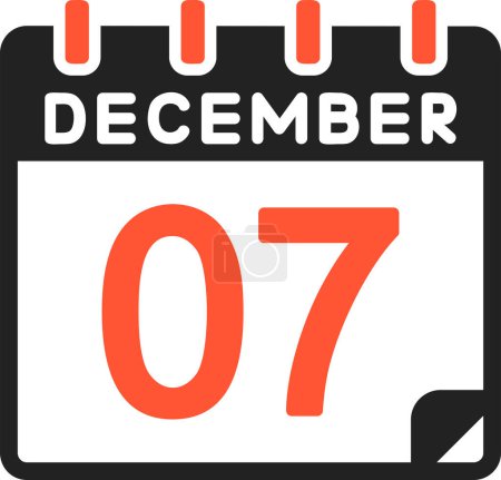 Téléchargez les illustrations : 7 décembre icône du calendrier, illustration vectorielle - en licence libre de droit