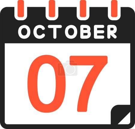 Téléchargez les illustrations : 7 Octobre icône du calendrier, illustration vectorielle - en licence libre de droit