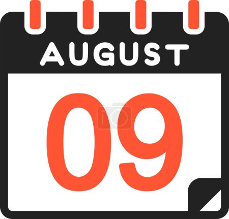 Illustration for 9 August calendar icon, vector illustration - Royalty Free Image