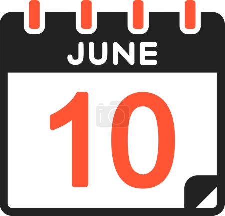 Ilustración de 10 Junio icono del calendario, vector de ilustración - Imagen libre de derechos