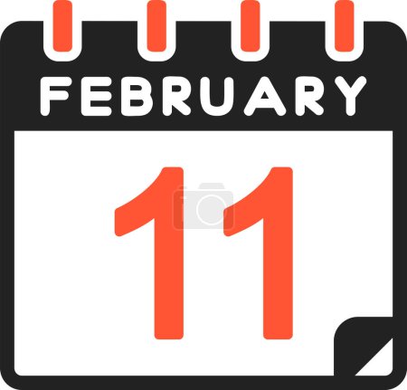 Illustration for 11 February calendar icon, vector illustration - Royalty Free Image
