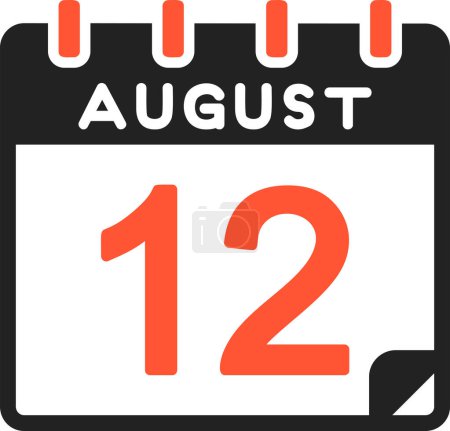 Ilustración de 12 Agosto icono del calendario, vector de ilustración - Imagen libre de derechos