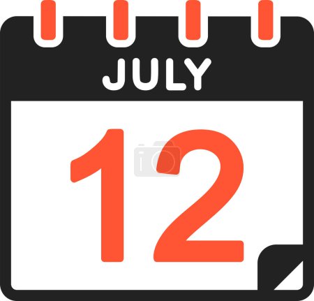Téléchargez les illustrations : 12 Juillet icône du calendrier, illustration vectorielle - en licence libre de droit
