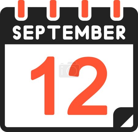Illustration for 12 September calendar icon, vector illustration - Royalty Free Image