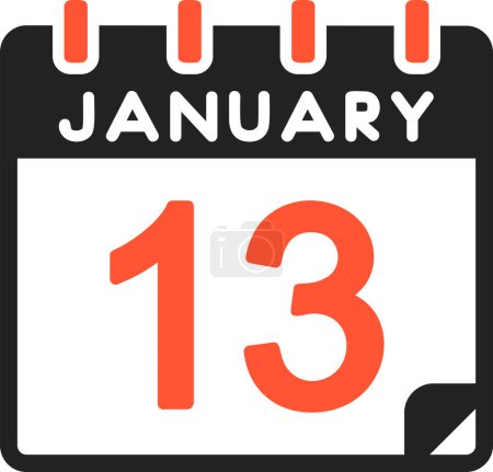 Téléchargez les illustrations : 13 Janvier icône du calendrier, illustration vectorielle - en licence libre de droit