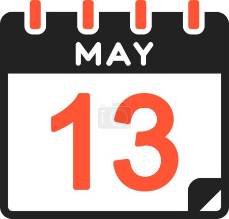 Téléchargez les illustrations : 13 mai icône du calendrier, illustration vectorielle - en licence libre de droit
