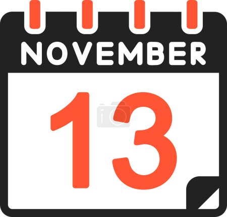Illustration for 13 November calendar icon, vector illustration - Royalty Free Image