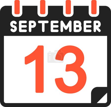 Illustration for 13 September calendar icon, vector illustration - Royalty Free Image