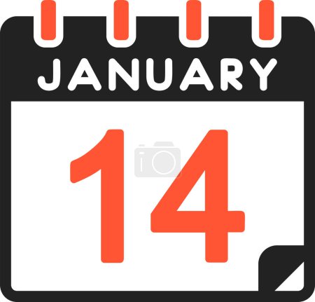 Illustration for 14 January calendar icon, vector illustration - Royalty Free Image