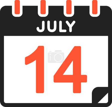 Illustration for 14 July calendar icon, vector illustration - Royalty Free Image