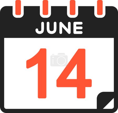 Illustration for 14 June calendar icon, vector illustration - Royalty Free Image