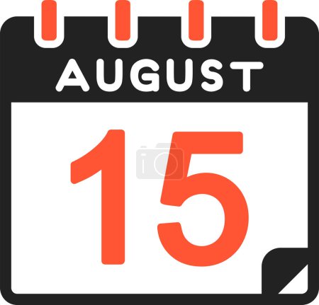 Illustration for 15 August calendar icon, vector illustration - Royalty Free Image