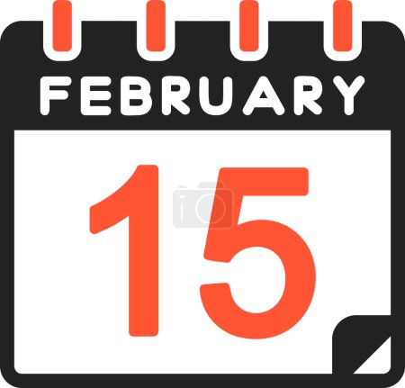 15 lutego ikona kalendarza, ilustracja wektora