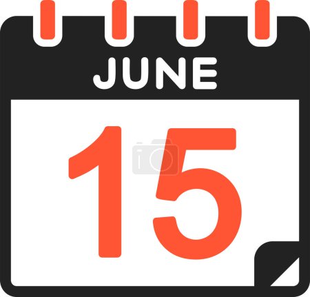 Téléchargez les illustrations : 15 Juin icône du calendrier, illustration vectorielle - en licence libre de droit