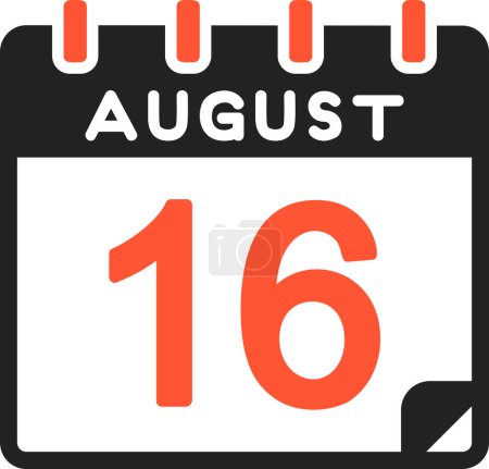 Téléchargez les illustrations : 16 août icône du calendrier, illustration vectorielle - en licence libre de droit