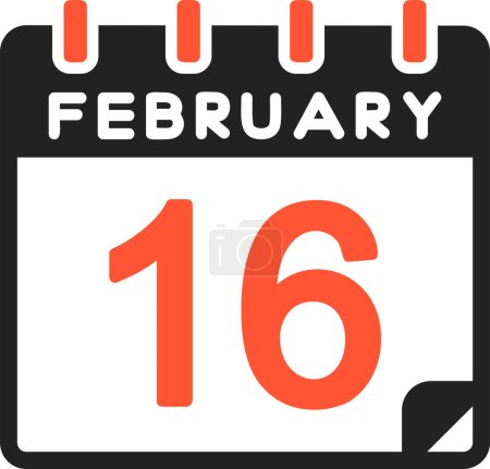Illustration for 16 February calendar icon, vector illustration - Royalty Free Image