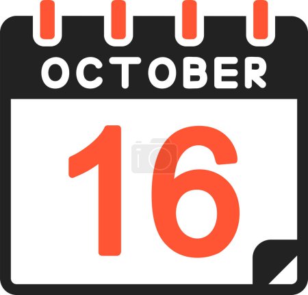Téléchargez les illustrations : 16 Octobre icône du calendrier, illustration vectorielle - en licence libre de droit
