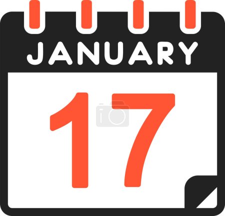 Illustration for 17 January calendar icon, vector illustration - Royalty Free Image