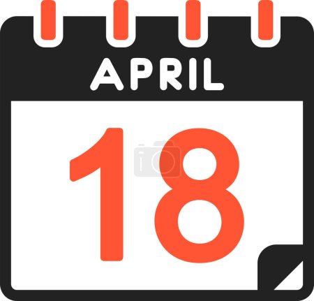Illustration for 18 April calendar icon, vector illustration - Royalty Free Image