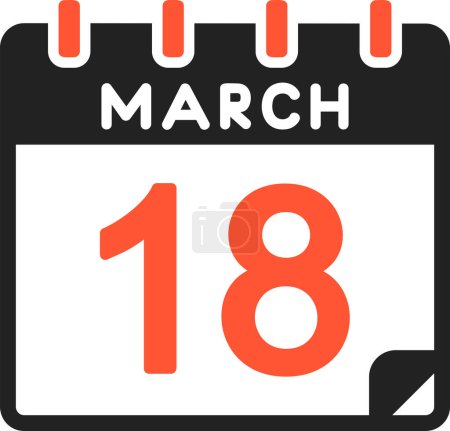 Illustration for 18 March calendar icon, vector illustration - Royalty Free Image