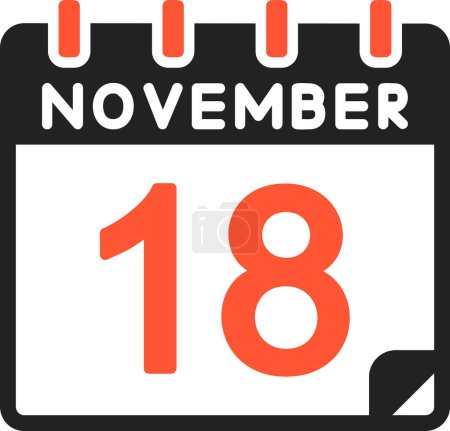 Illustration for 18 November calendar icon, vector illustration - Royalty Free Image
