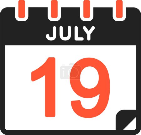 Illustration for 19 July calendar icon, vector illustration - Royalty Free Image