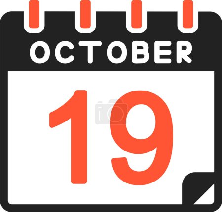 Téléchargez les illustrations : 19 Octobre icône du calendrier, illustration vectorielle - en licence libre de droit