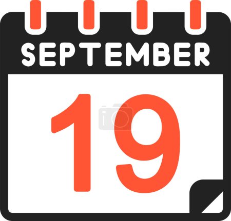 Ilustración de 19 icono del calendario de septiembre, ilustración vectorial - Imagen libre de derechos