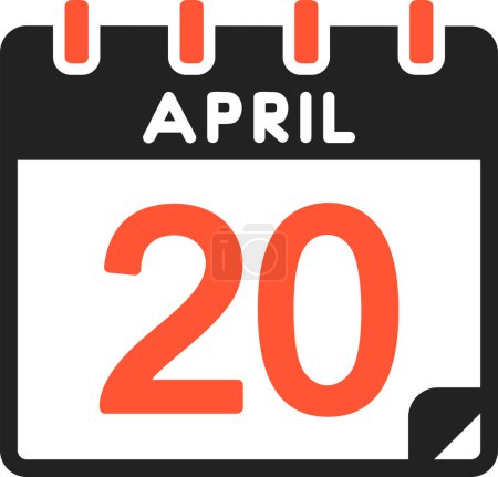 Illustration for 20 April calendar icon, vector illustration - Royalty Free Image